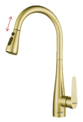 NOBEL Stainless Steel Pull-Out Kitchen Sink Cold Water Tap VS-5166-CTGOLD